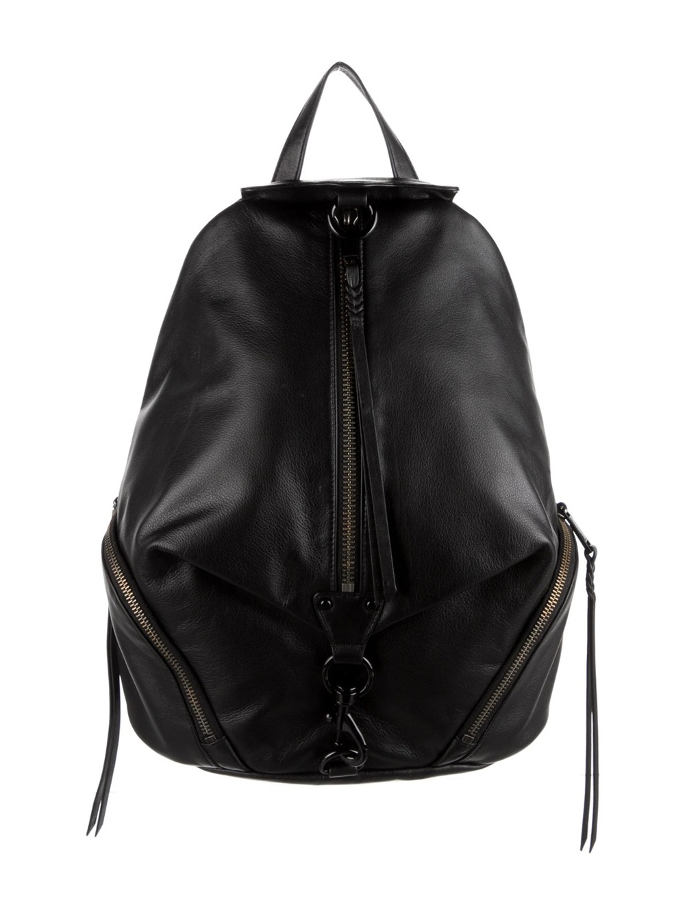 Rebecca Minkoff Black Leather Backpack with Front Zip Detail